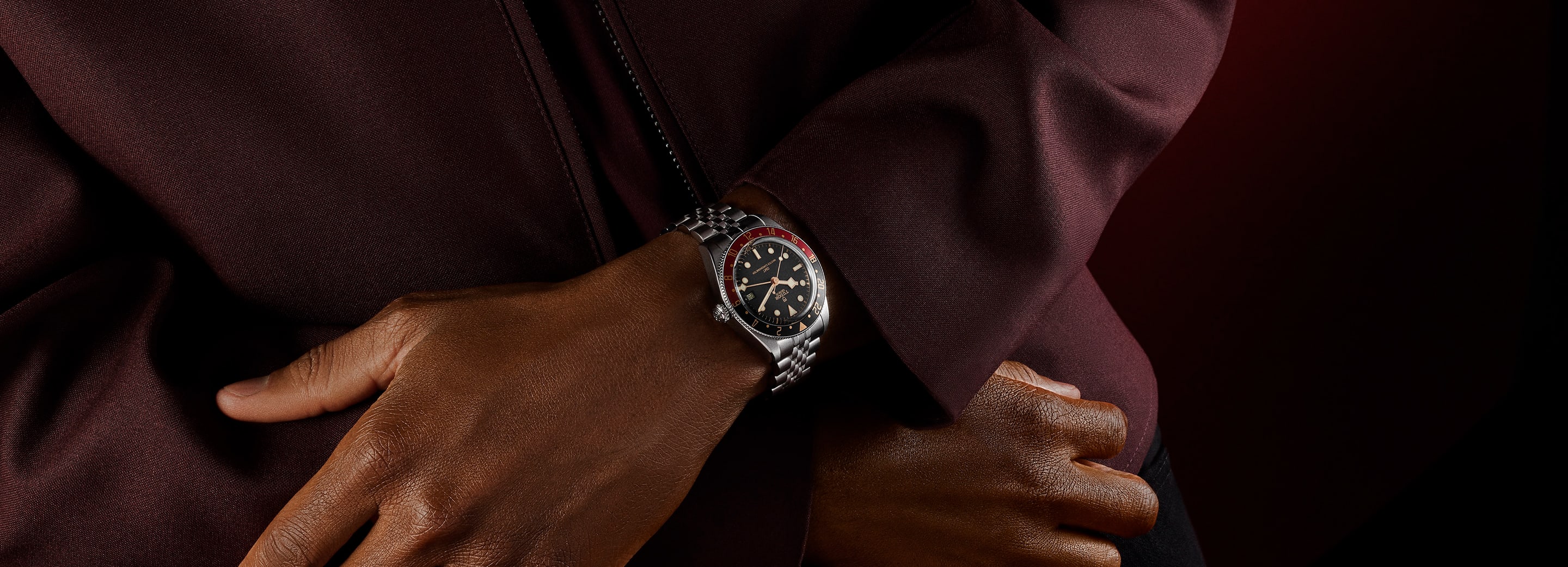 Black Bay 58 worn with burgundy dial