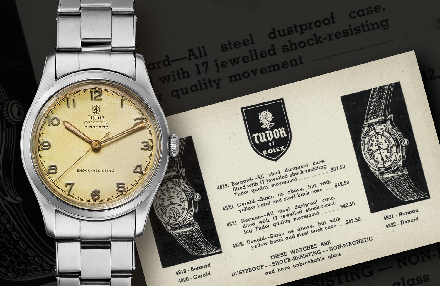 TUDOR Oyster and a Tudor watches advertisement