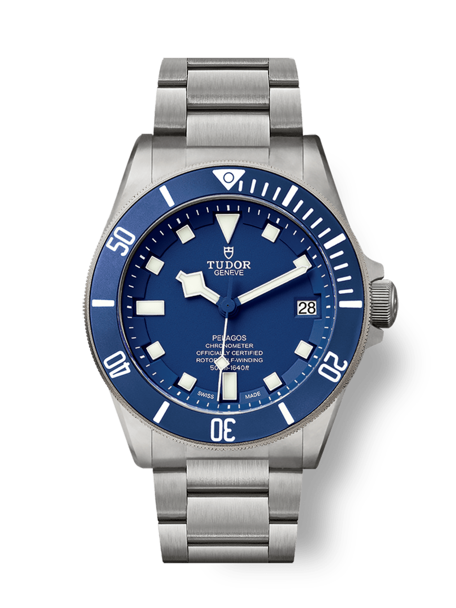 Pelagos Ceramic matt blue disc Titanium bracelet