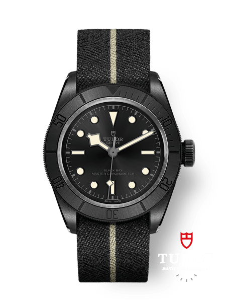 Black Bay Ceramic 41mm ceramic case Hybrid leather and rubber strap Black fabric strap