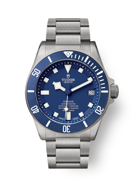 Pelagos Ceramic matt blue disc Titanium bracelet